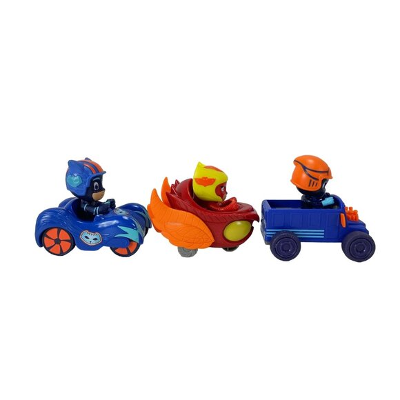Pj Masks Action Racers Owlette Night Ninja Catboy Lot Of 3 Toy Vehicles - Picture 3 of 6